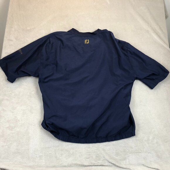 FootJoy Mens Windbreaker Jacket Large Short Sleeve V-Neck Pullover Golf Navy - Picture 10 of 10